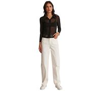 NA-KD Wide Leg Raw Hem Denim Jeans, Ecru, 42 Femme