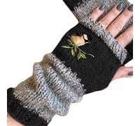 NA KY-BORED Mitaines d'hiver chaudes et douces pour femme en tricot Motif oiseau brodé