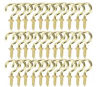 NA Lot de 50 crochets de plafond à visser - Crochets plaqués nickel pour armoire, étagère - 2,5 cm (doré)