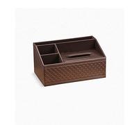 NA Multi-Function Leather Pen Holder Remote Control Tissue Box Storage Box Desk Storage Box Household and Office Container (Coffee)