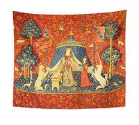 NA Oeuvre tenture Murale Doodlefly Dame et la Licorne médiéval Moyen âge Medievel Home Decor tapisseries Matelas Nappe Rideau Impression