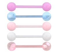 NA OUFER 5PCS Tongue Barbells 14G Acrylic Tongue Piercing Jewellery Candy Color Tounge Bars Tongue Piercing Jewellery Tongue Rings for Women Pink
