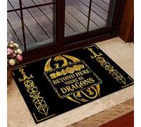NA Paillasson Interieur extérieur Au-delà d'ici il y a des Dragons Jeu de rôle Table Tapis Bienvenue décor à la Maison drôle idée Cadeau Chambre Decoration 40 x 60 cm