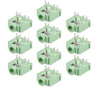 NA PCB Mount 3.5mm 5 Pin Socket Headphone Stereo Jack Audio Video Connector PJ307 Green 10Pcs