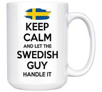 NA Personnaliser Les Tasses - Cadeau suédois pour Homme Grand-père Papa Oncle Petit ami Tasse à café Blanche - Garder Le Calme et Laisser Le Gars suédois Le Manipuler