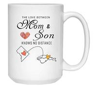 NA Tasse de Bonne fête des mères de Son Fils - l'amour Entre Maman et Fils ne connaît Pas de Distance État au District d'État de Columbia Samoa américaines (DC AS), Mug Longue Distance Maman