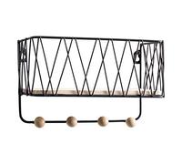 NA Tenture murale porte-clés, étagère postale, manteau, organiseur de courrier noir, petit format