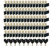 NA Woohome 120PCS Mini Bois Tableau Noir en Bois Clip, 2 Façonner Mini Tableau Noir Bois, Rectangle et en Forme de Coeur Mini Ardoise pour Memo Food Label Décoration de Fête de Mariage