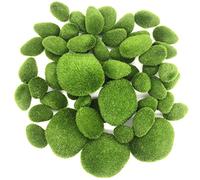 NA Woohome Mousse Artificielle Rocks Décoratifs, 50 PCS Artificielle Moss Rocks Morceaux de Fausses Pierres Mousse et Simulation Coccinelle, Champignon DIY pour Les Jardins de Fées et L'artisanat