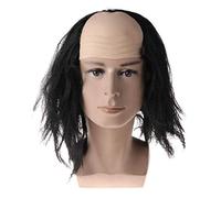 NA Yinuiousory Costume d'Halloween Perruques pour Halloween Cheveux chauves Costume de fête Drôle Cosplay Prop Noir/Blanc