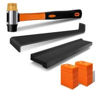 NAACOO Outils laminés/fondamentaux en vinyle, plancher en bois vinyle frappé avec blocs - double face avec encoche, levier, 40 joints de plancher, marteau en caoutchouc. Kit d'installation plancher.