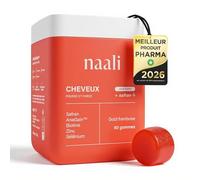 Naali Cheveux Gummies Safran AnaGain Zinc Sélénium - 60 Gommes - Complément Alimentaire Beauté Capillaire - Maintien des Cheveux Normaux - Sans Sucre, Goût Framboise - Routine Bien Etre