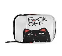 Naanle Pilulier 7 jours en forme de chat avec doigt d'honneur - Avec fermeture éclair - Portable - Taille compacte - Pour un supplément de vitamines