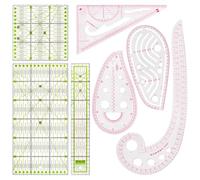 Naapesi 7 Pièces Transparentes Couture Règle, Règle de Mesure de Courbe, Règle de Patchwork avec Indications d'angles, Règle de Couture en Acrylique, Regle Patchwork Couture, Règle Coudre Bricolage