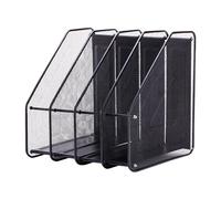 Naapesi Porte-Revues de Bureau en Métal 4 Compartiments, Organisateur de Documents Magazine Holder Rack, Range-Revues en Maille Métallique pour Maison École (Noir)