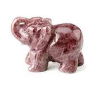 Naapesi Quartz Éléphant en Cristal - Figurine 1.5 inch, Ornement Sculpté, Mini Statue, Art de Collection, Décor pour la Maison, Cadeau (Fraise)