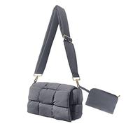 NAARIIAN Sac à bandoulière tissé rembourré avec organiseur de pièces de monnaie en nylon léger pour femme, gris