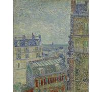 NAAYRASA Célèbre Impression Photo Affiches et Estampes Vue de Paris depuis l'appartement de Théo dans la rue Lepic par Vincent Van Gogh Peinture Motif Pour la Décoration de Bureau 60x90cm