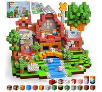 NABAN Jeu de Construction Magnétique pour Enfants 3 Magnetic Building Cubes - 150 Block Style Pixel Art Theme Big Animal-Home Animaux de la Ferme -Jeu Créatif et Éducatif pour Enfants dès 3 Ans