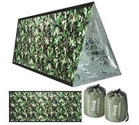 Nabance 2pcs Couverture de Survie Reutilisable Sac de Couchage d'urgence pour Le Camping en Plein Air et la Imperméable Survie Bivy Sac Survie Materiel Imperméable Randonnée Couvertures Thermique Kit