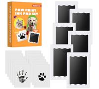 Nabance Kit d'empreintes de mains et de pieds de bébé - Kit d'empreintes de pattes pour chien et chat, 6 tampons d'impression sans encre, 12 cartes d'impression, tampon encreur pour chiens, kit