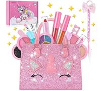 Nabance Maquillage Enfant Fille Lavable Coffret Maquillage Enfant Rose Licorne Non Toxique Malette Maquillage Enfant Jouet Fille Cadeau de Noël Anniversaire Cadeau Fille 3 4 5 6 7 8 9 10 11 12 Ans