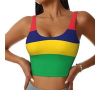 NABEAR Flag of Mauritius Gilet de sport pour femme, soutien-gorge de sport avec dos en U et rembourrage amovible, débardeurs pour yoga, fitness, pilates, noir, Small Short
