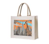 NABEAR Giraffe In New York Sac fourre-tout en toile - Sac de courses réutilisable respectueux de l'environnement, sac à bandoulière pour femme