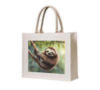 NABEAR Lazy Cute Sloth Hanging The Branches Sac fourre-tout en toile - Sac de courses réutilisable respectueux de l'environnement, sac à bandoulière pour femme