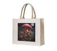 NABEAR Red Mushrooms In The Night Sky Sac fourre-tout en toile écologique réutilisable pour femme