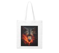 NABEAR Sac à provisions en toile avec motif loup rouge et feu - Réutilisable et écologique - Avec imprimé - Pour femme