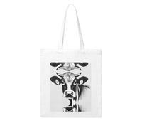 NABEAR Sac à provisions en toile de vache noire et blanche, réutilisable, respectueux de l'environnement avec imprimé sac fourre-tout pour femme