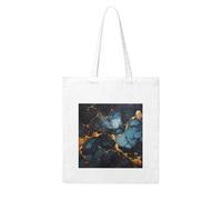 NABEAR Sac à provisions en toile marbrée noire et dorée - Réutilisable et respectueux de l'environnement - Avec imprimé - Sac fourre-tout pour femme