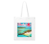 NABEAR Sac à provisions en toile motif paysage caribéen, réutilisable, respectueux de l'environnement avec imprimé sac fourre-tout pour femme