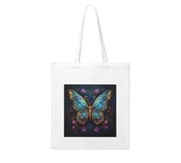 NABEAR Sac à provisions en toile noire avec motif papillon de vigne - Réutilisable et respectueux de l'environnement - Avec imprimé - Pour femme