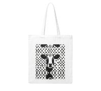 NABEAR Sac à provisions en toile noire et blanche avec motif tête de vache amusante et respectueuse de l'environnement avec imprimé pour femme