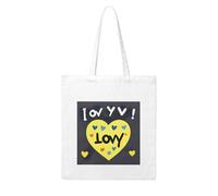 NABEAR Sac de courses en toile avec inscription « Love You With All My Heart » - Réutilisable, respectueux de l'environnement - Avec imprimé - Pour femme