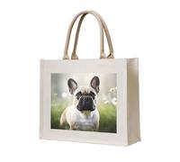 NABEAR Sac fourre-tout en toile avec motif bouledogue français - Respectueux de l'environnement - Réutilisable - Sac à bandoulière pour femme