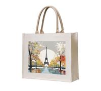 NABEAR Sac fourre-tout en toile avec motif de la Tour Eiffel de Paris City Tree - Respectueux de l'environnement et réutilisable - Sac à bandoulière pour femme