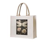 NABEAR Sac fourre-tout en toile avec motif de libellule blanche - Respectueux de l'environnement et réutilisable - Sac à bandoulière pour femme