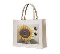 NABEAR Sac fourre-tout en toile motif abeilles et tournesols - Sac de courses réutilisable respectueux de l'environnement, sac à bandoulière pour femme
