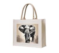 NABEAR Sac fourre-tout en toile motif éléphant - Respectueux de l'environnement - Réutilisable - Sac à bandoulière pour femme