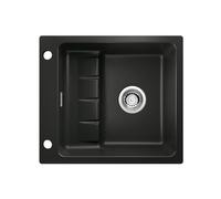 NABER 1091013 Evier à encastrer à fleur PickUP F avec garniture à excentrique rotative Premium, à partir d'une largeur de meuble de 600 mm, céramique, Nero