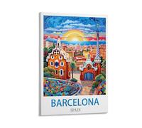 NABIQUE Poster de voyage vintage de Barcelone, Espagne, 30 x 45 cm, décoration murale sur toile, affiches d'art modernes pour chambre à coucher