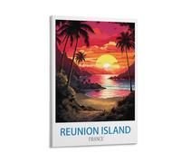 NABIQUE Poster de voyage vintage de l'île de la Réunion - Impression sur toile - Décoration murale moderne pour chambre à coucher - 20 x 30 cm