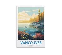 NABIQUE Poster de voyage vintage de l'île de Vancouver (40 x 60 cm) - Impression sur toile murale moderne pour chambre à coucher