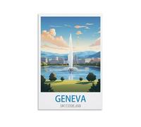 NABIQUE Poster de voyage vintage Genève Suisse (20 x 30 cm) - Impression sur toile murale moderne pour chambre à coucher