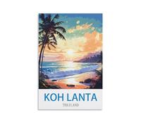NABIQUE Poster de voyage vintage Koh Lanta Thaïlande (20 x 30 cm) - Impression sur toile murale moderne pour chambre à coucher