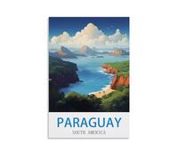 NABIQUE Poster de voyage vintage Paraguay Amérique du Sud - 60 x 90 cm - Impression sur toile - Décoration murale moderne pour chambre à coucher