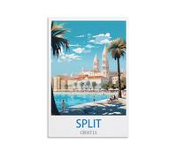 NABIQUE Poster de voyage vintage sur toile Split Croatie (20 x 30 cm) - Impression d'art moderne pour chambre à coucher